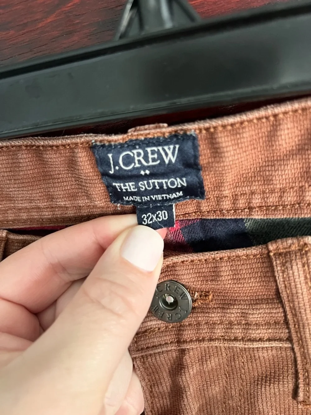 J Crew Men’s The Sutton Corduroy Pants Tan Plaid size 32x30